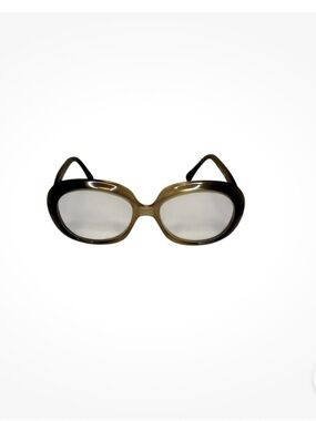 Vintage 50s SWANK TANIA Green Frame France Style: Round Brown Eyeglasses